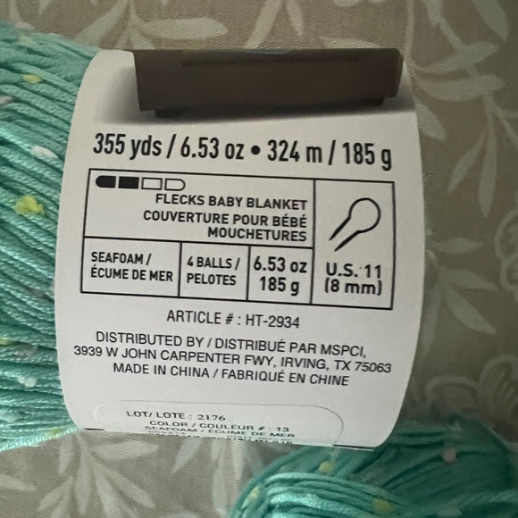 NWT Loops & Threads Yarn 3 Skeins Lot 2176 Color 13 Seafoam - Picture 2 of 2